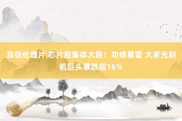 顶级伦理片 芯片股集体大跌！功绩暴雷 大家光刻机巨头暴跌超16%