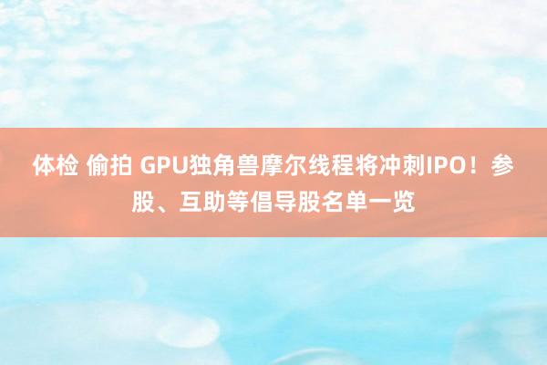 体检 偷拍 GPU独角兽摩尔线程将冲刺IPO！参股、互助等倡导股名单一览