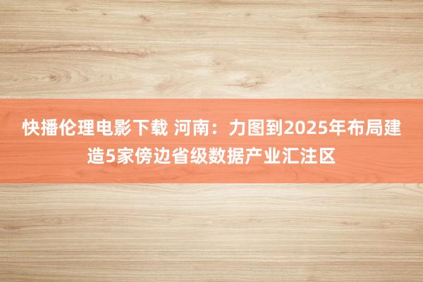 快播伦理电影下载 河南：力图到2025年布局建造5家傍边省级数据产业汇注区